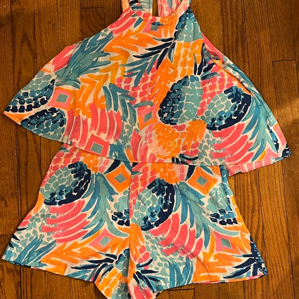 Lilly Pulitzer Pink and Blue Kids Romper - Picture 9 of 17